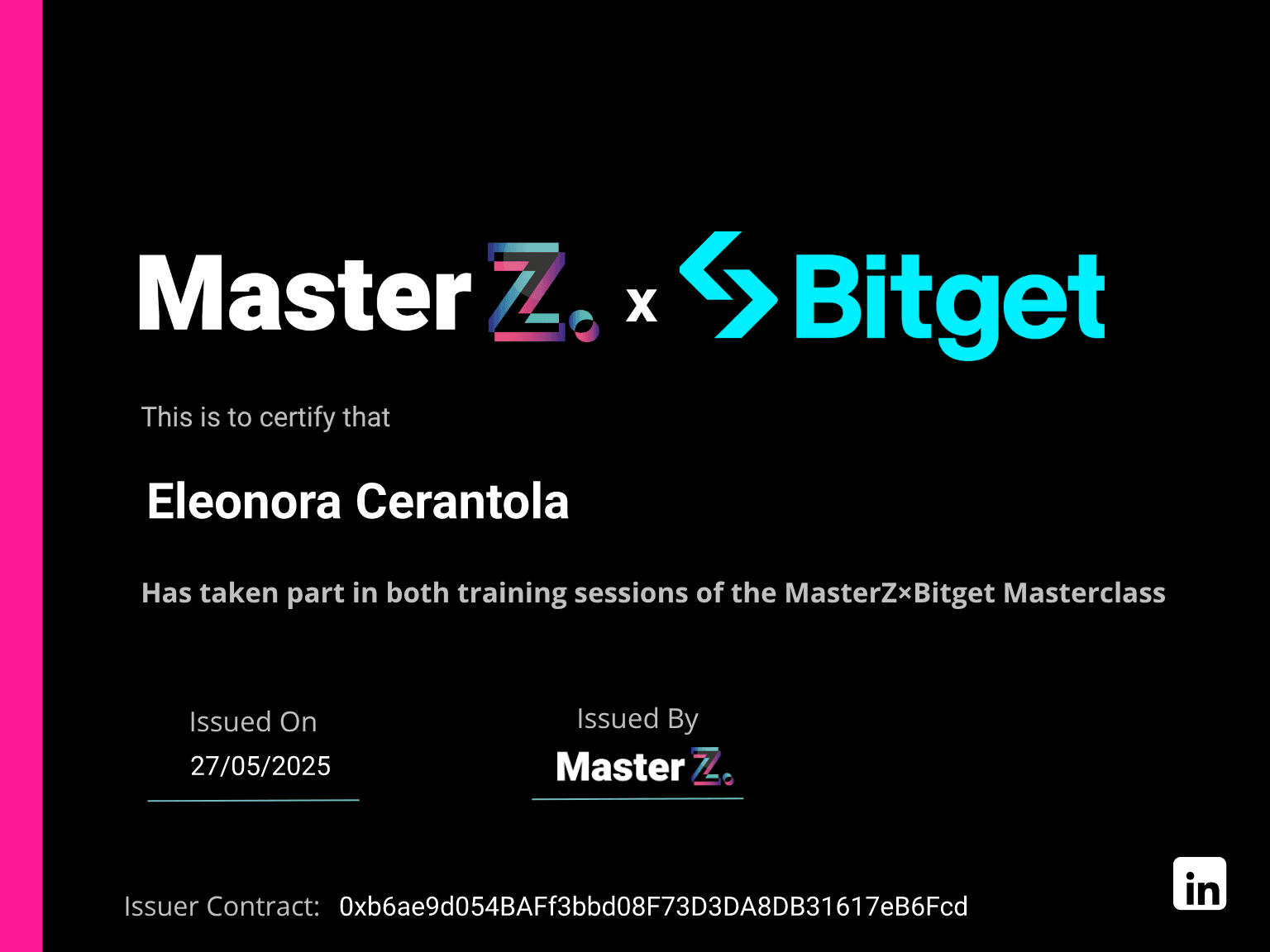 Certificate for Eleonora Cerantola