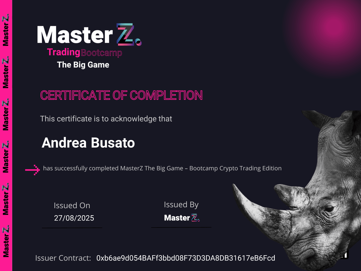 Certificate for Andrea Busato